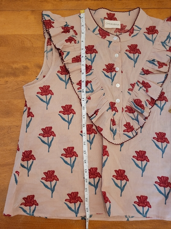 Pink Floral Ruffle Sleeveless Top - Picture 4 of 7